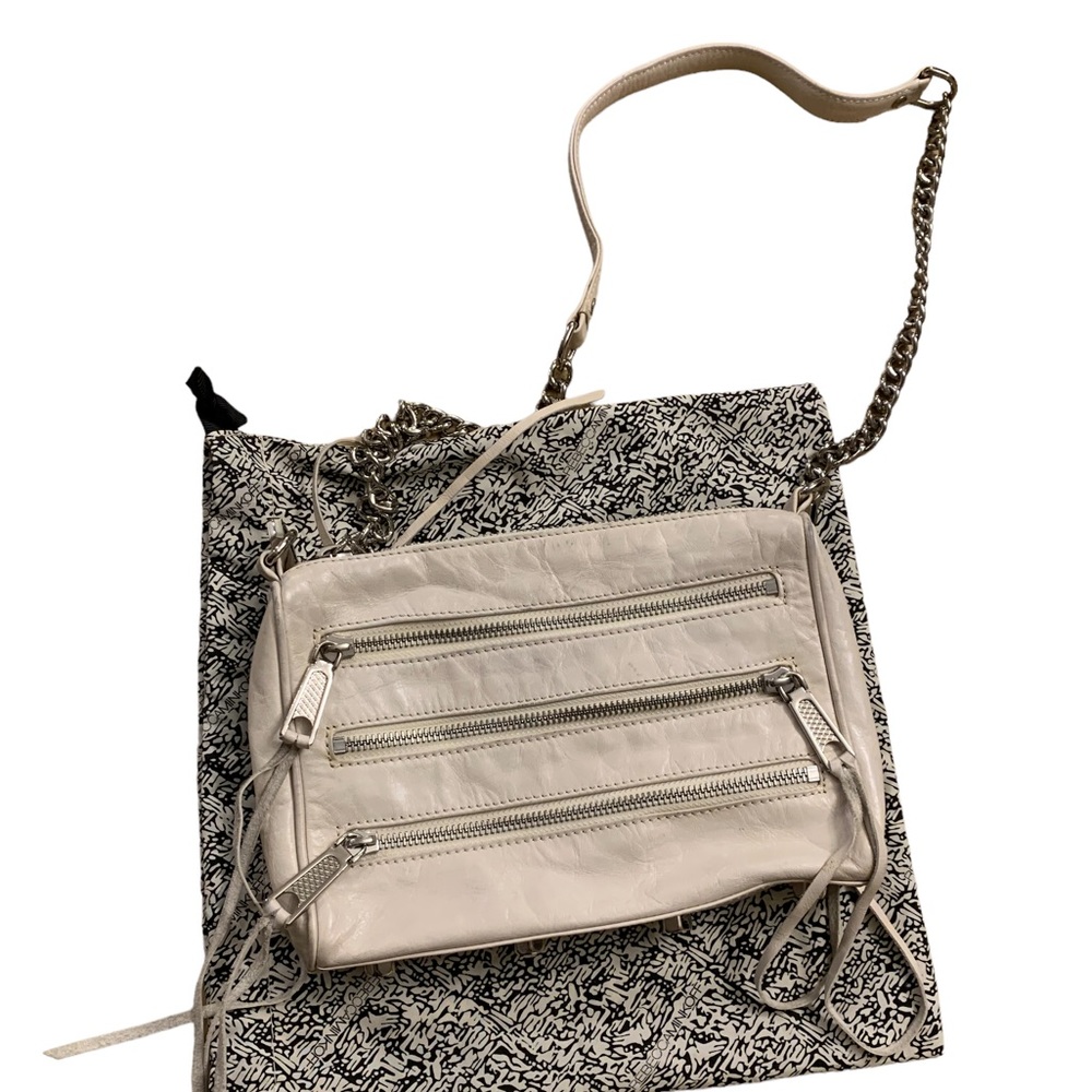 Rebecca Minkoff | Leather Mini Mac Tassels Zipper Detail Cream White Crossbody - Picture 13 of 16